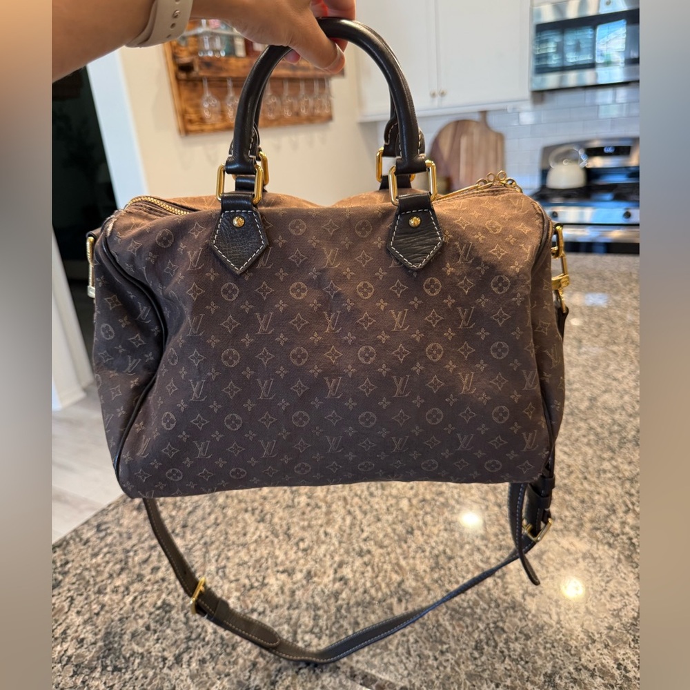 AUTHENTIC Louis Vuitton Brown Denim Monogram Speedy